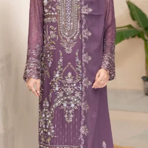 Ramsha WB-540 – Luxury Chiffon Embroidered 3 Piece Suit – Purple