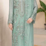 Ramsha WC-540 – Mint Green Embroidered Chiffon Suit