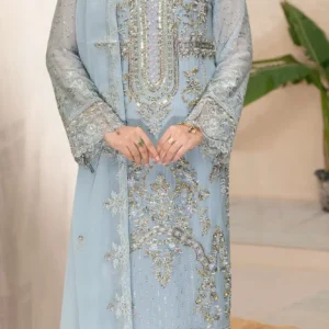 Ramsha WE-540 – Ice Blue Embroidered Chiffon Suit