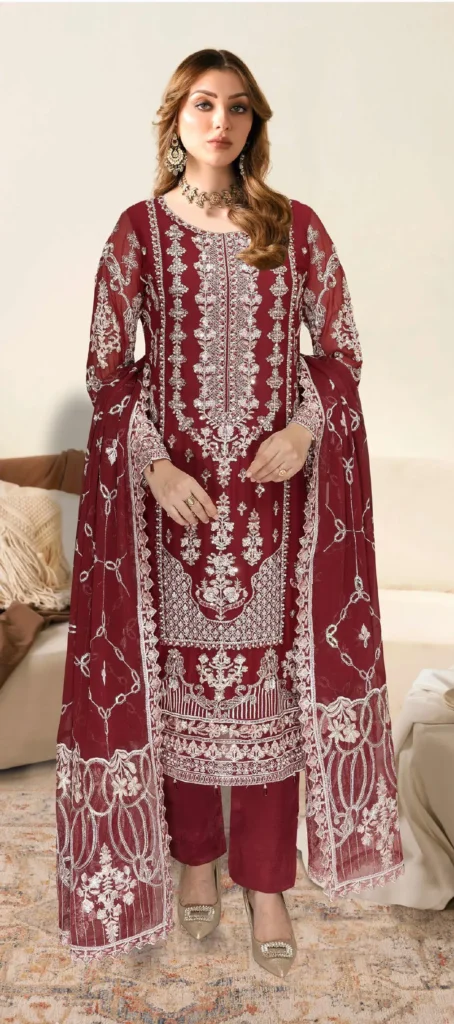 Ramsha Chiffon Collection – WD-497 (Maroon Red)