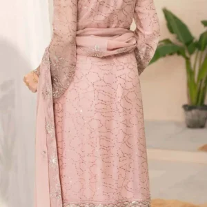 Ramsha WF-540 – Luxury Chiffon Embroidered 3 Piece Suit – Pink