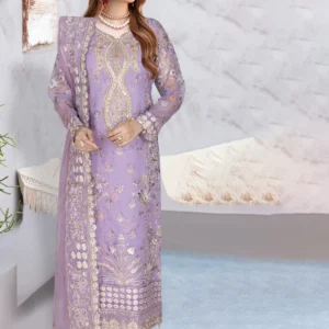 Ramsha Embroidered Chiffon Suit – WK-398 (Lavender)
