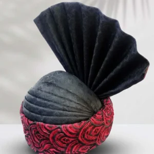Black & Red Designer Groom Turban