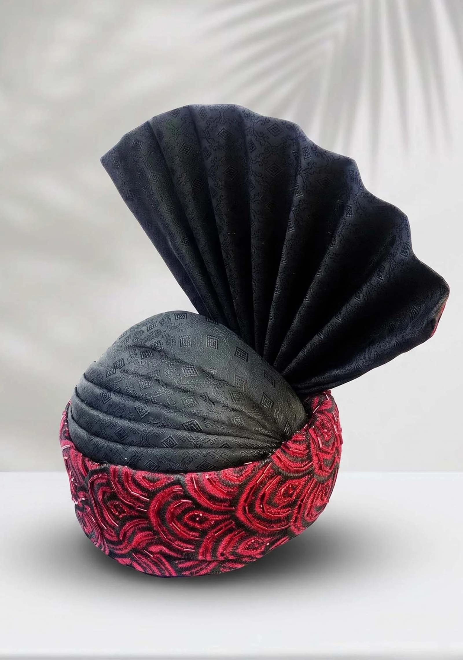 Black & Red Designer Groom Turban