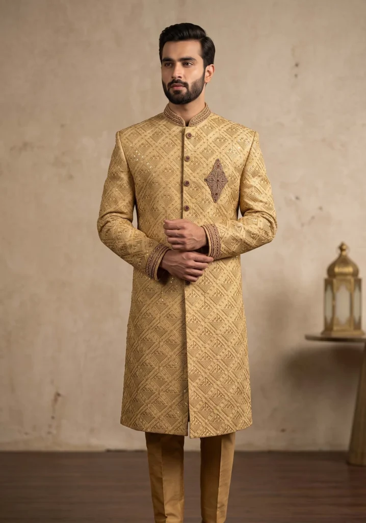 Golden Embroidered Sherwani