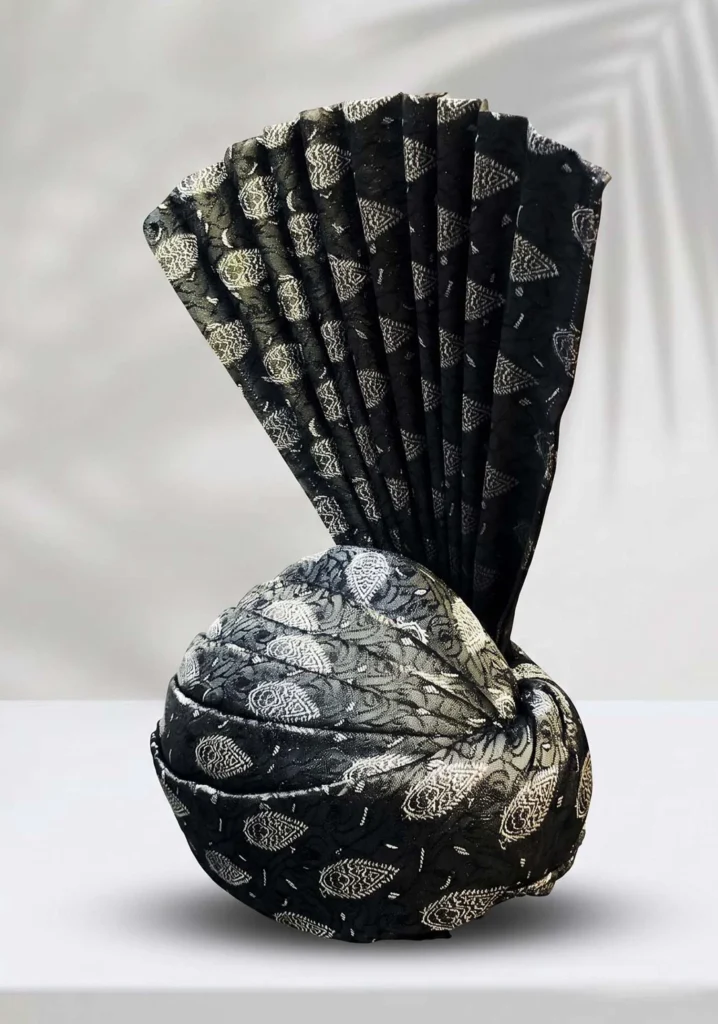 Black & Silver Embroidered Wedding Turban