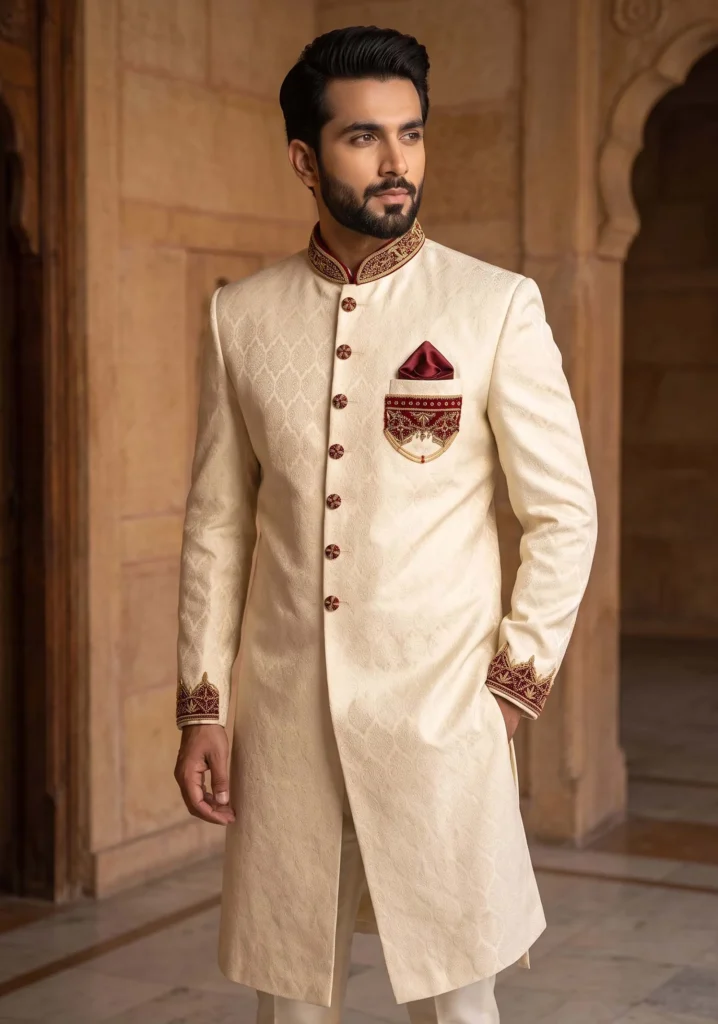 Opulent Cream Gold Sherwani