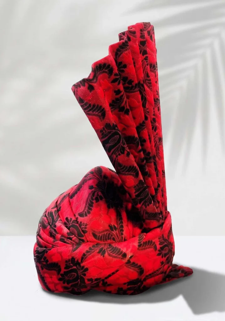 Red & Black Floral Pattern Turban