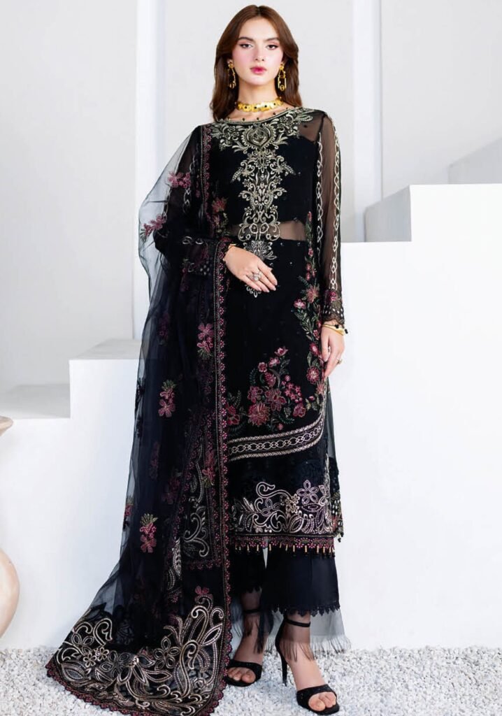 Midnight Bloom Embroidered 3PC Formal Set