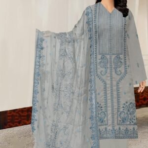 Grey Embroidered Lawn 3-Piece Suit