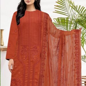 Dusty Rose Embroidered Lawn 3-Piece Suit