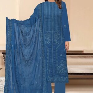 Deep Navy Embroidered Lawn 3-Piece Suit
