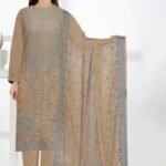 Beige & Gold Embroidered Lawn 3-Piece Suit