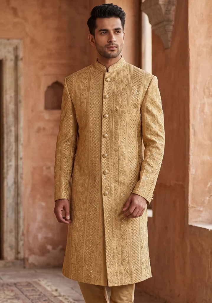 Classic White & Gold Sherwani