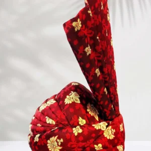 Maroon Silk Turban with Golden Detailing