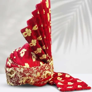 Red & Golden Floral Groom Turban