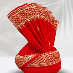 Classic Red & Gold Embroidered Groom Turban