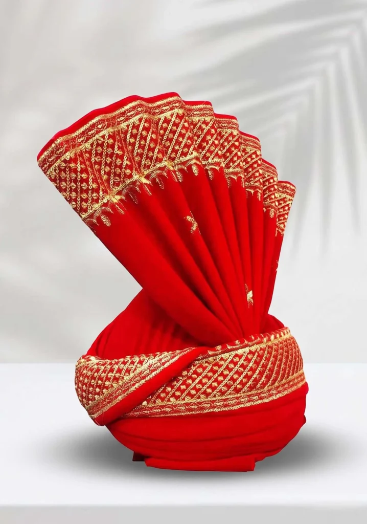 Classic Red & Gold Embroidered Groom Turban