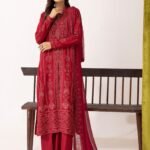 Premium Karandi Lawn Shirt with Embroidered Bamber Dupatta – Midnight Teal & Golden Threadwork