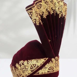 Maroon Velvet Royal Groom Turban