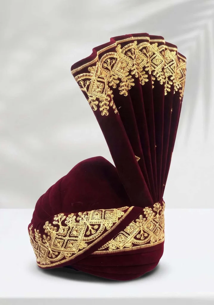 Maroon Velvet Royal Groom Turban