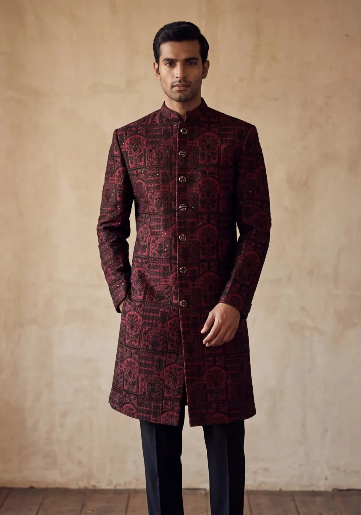 Maroon & Black Designer Sherwani