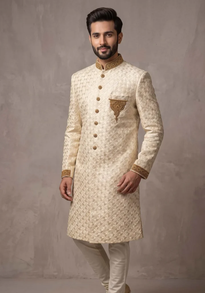 Ivory Gold Sherwani