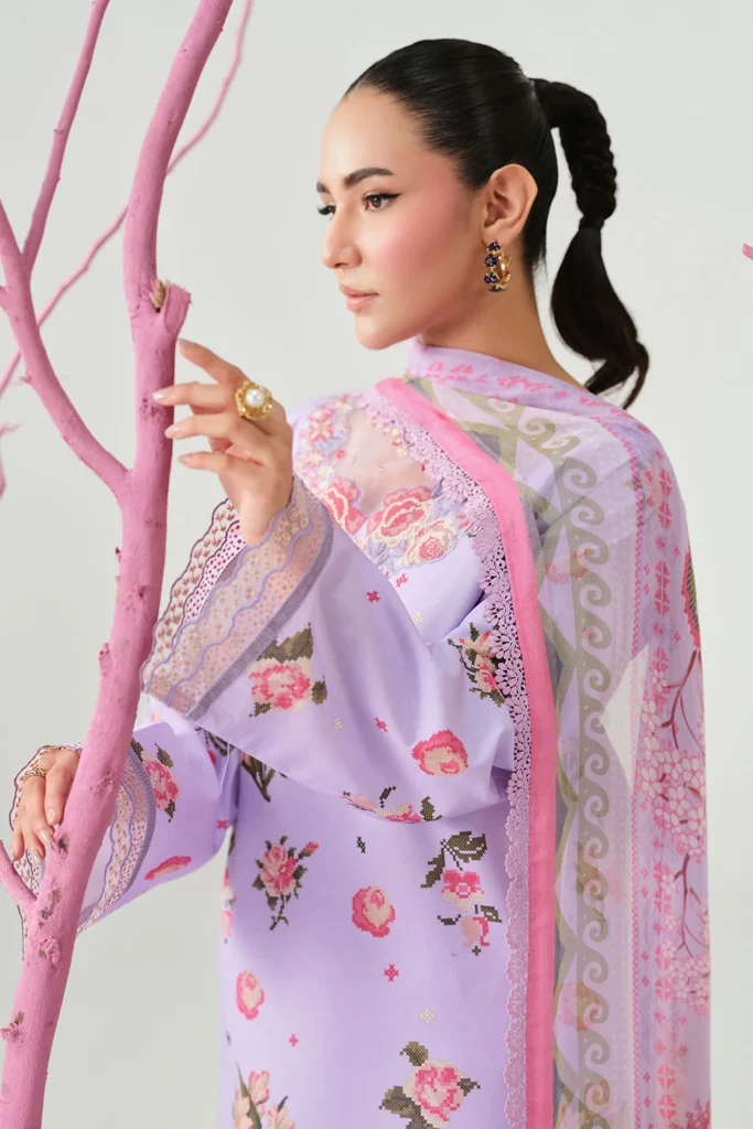 Ramsha Rangrez Vol-08 Article N-804 | Lavender Luxury Digital Printed Lawn | Al Hassan Lehenga House