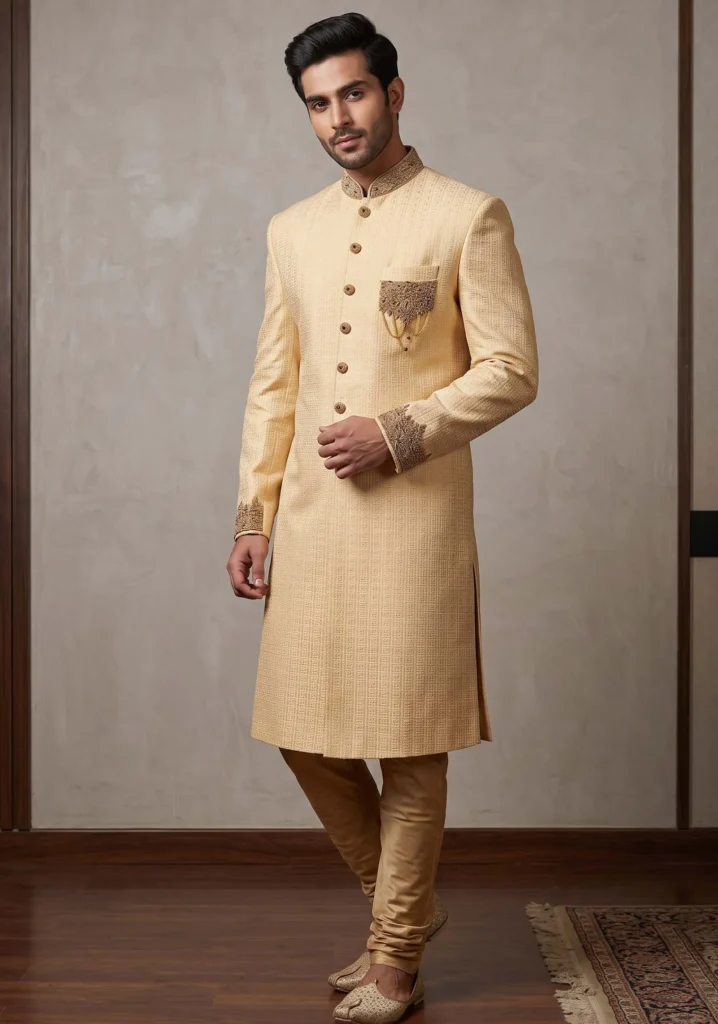 Grand Ivory Golden Sherwani