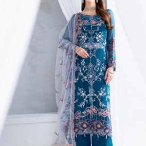 Midnight Bloom – Luxury Embroidered Chiffon Suit (3-Piece Unstitched)