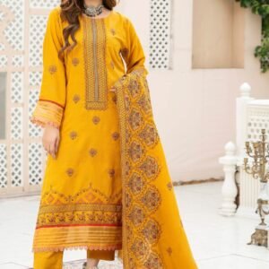 Mustard Yellow Printed Lawn Suit | 3 Piece Unstitched Summer Collection