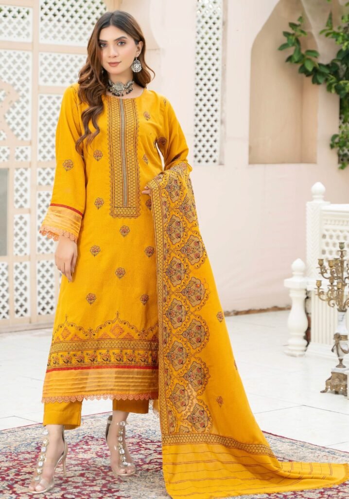 Mustard Yellow Printed Lawn Suit | 3 Piece Unstitched Summer Collection