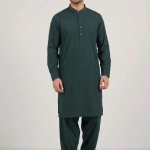 Safari Club Premium Dark Green Men’s Kameez Shalwar – Classic Collar