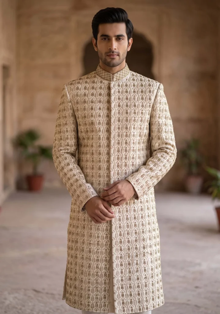 Ivory Royal Hand-Embroidered Sherwani