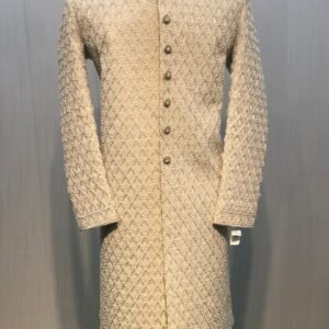 White Pearl Work Sherwani