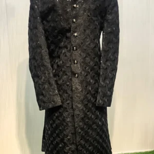 Black Royal Pattern Sherwani