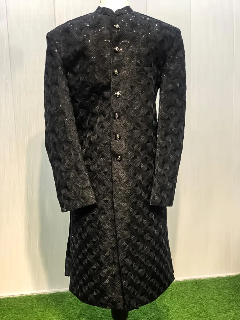 Black Royal Pattern Sherwani