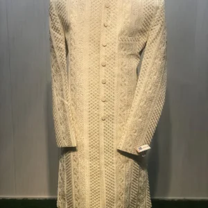 Ivory & Golden Hand-Embroidered Sherwani