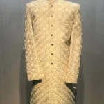 Cream & Golden Designer Embroidered Sherwani