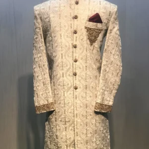 Ivory & Golden Embroidered Sherwani