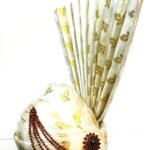 White Groom Turban with Golden Floral Pattern & Stone Brooch
