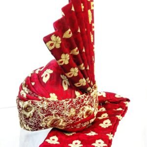 Red & Golden Floral Groom Turban