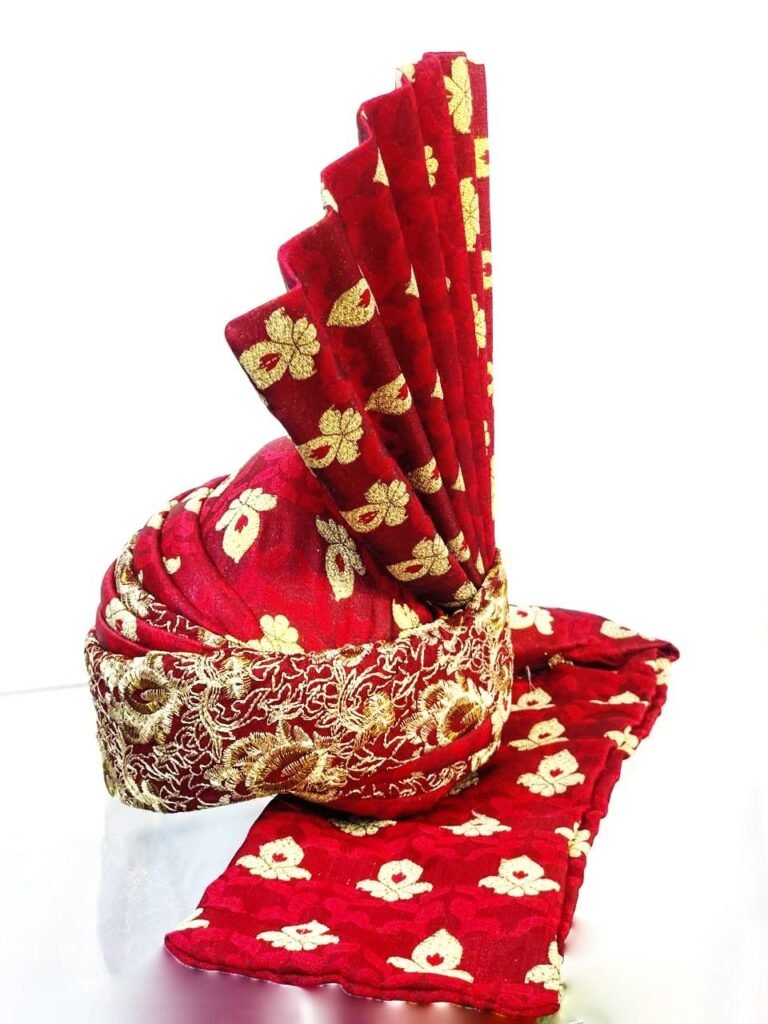 Red & Golden Floral Groom Turban