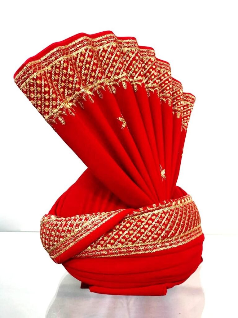Classic Red & Gold Embroidered Groom Turban