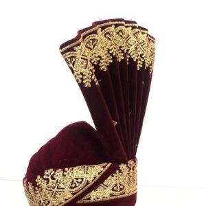 Maroon Velvet Royal Groom Turban