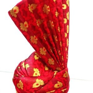 Red Wedding Turban with Golden Floral Design