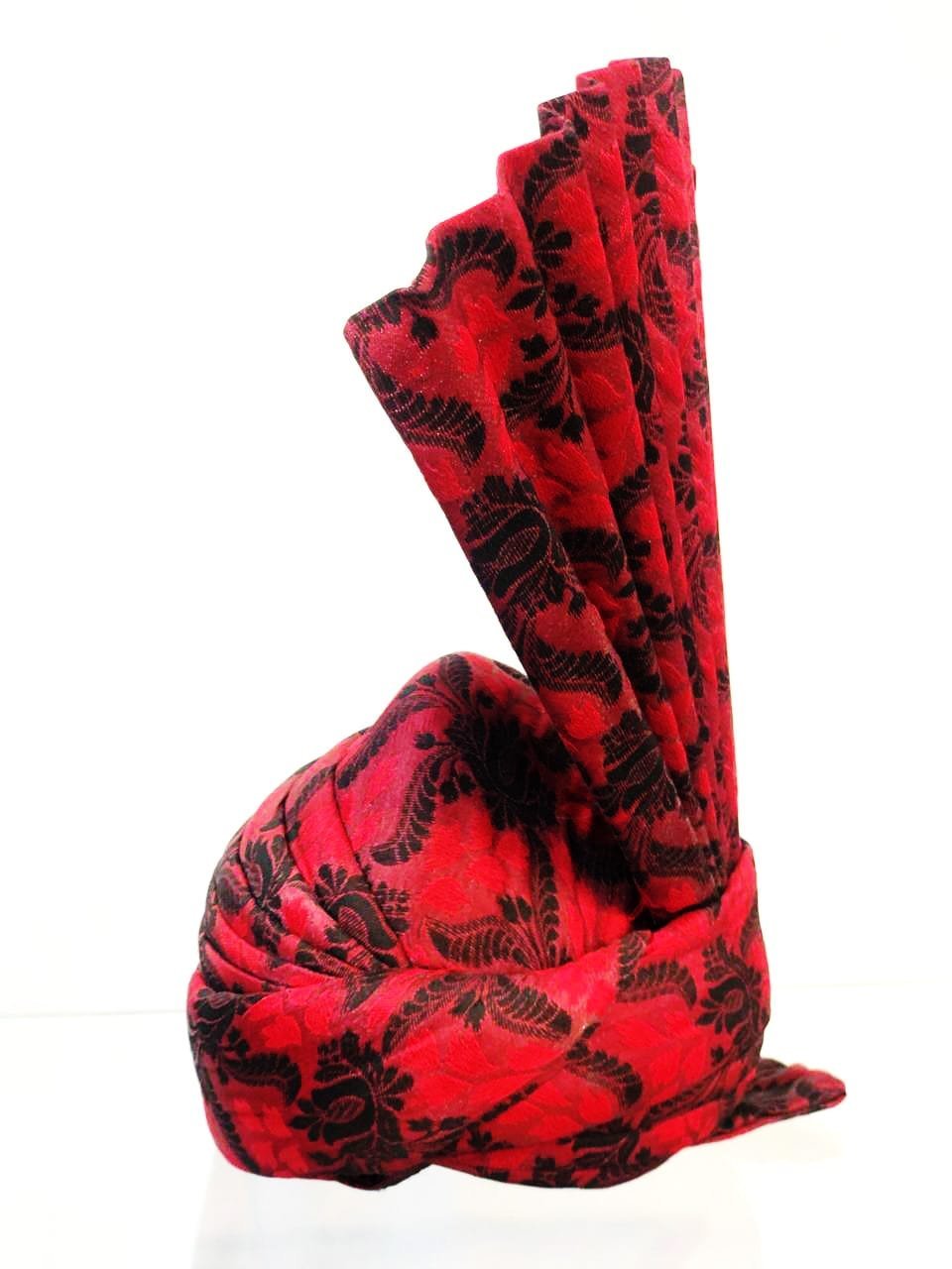 Red & Black Floral Pattern Turban