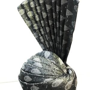 Black & Silver Embroidered Wedding Turban