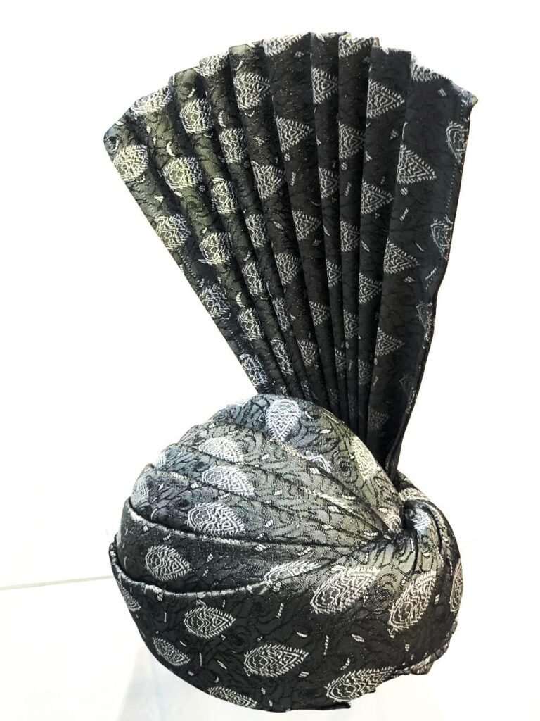 Black & Silver Embroidered Wedding Turban