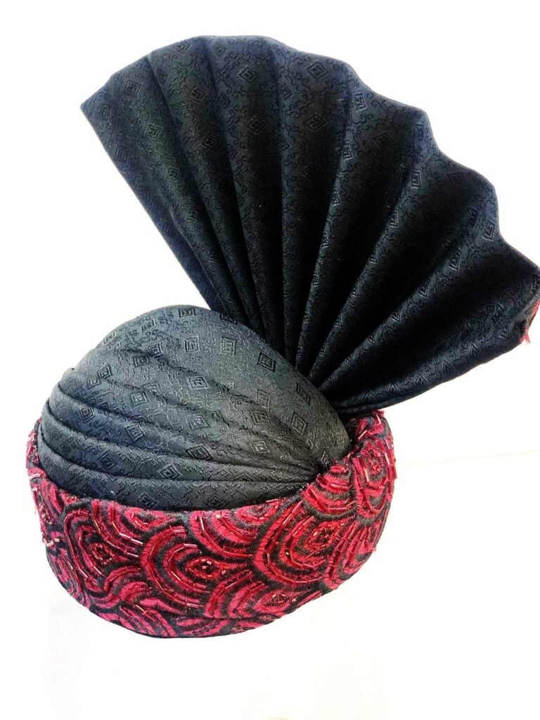 Black & Red Designer Groom Turban